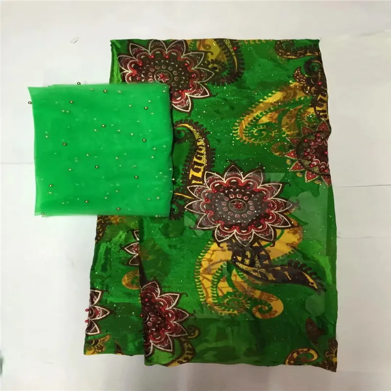 

wonderful silk lace Fabric Satin For Dress good quality African Silk stretch digital printing with beads !lxe120609