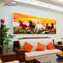 Восемь лошадей картина DIY краски по номерам с животными большого размера Акриловая Краска на холсте Современные настенные украшения для дома 60x120 см