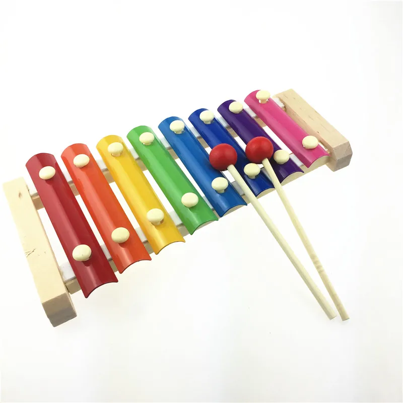 8 Notes Kids wooden Metal Xylophone Musical Music Toy Instrument Hand kno Gift 