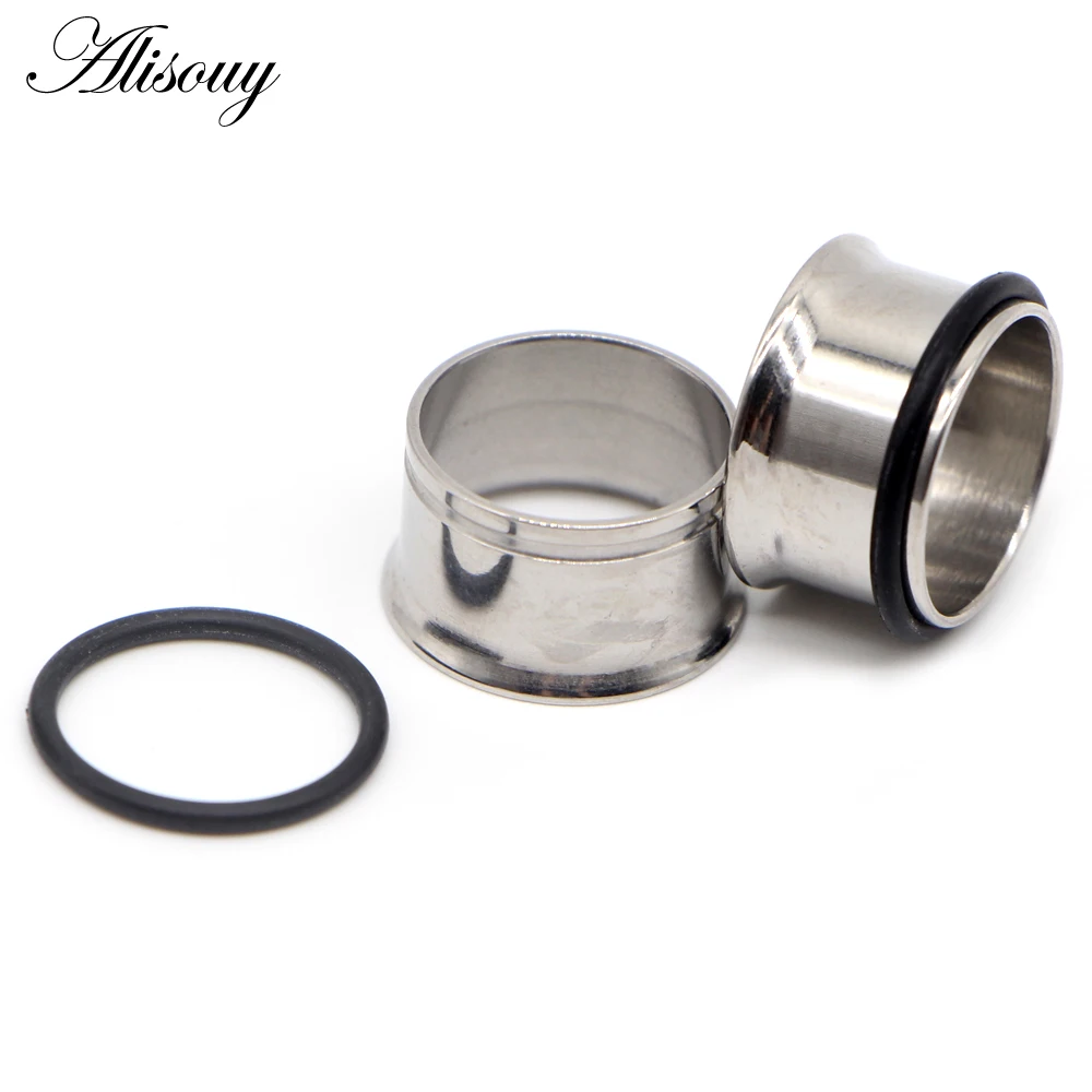 Surgical Steel Single Flare Flesh Hollow Tunnel Ear Plugs Expander Ear Stretchers Earring Gauges Body Piercing Jewelry 2PCS