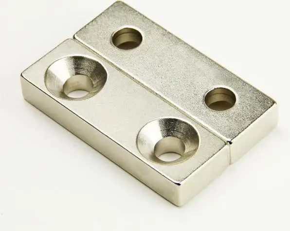 

60*20*10 2 PC Super Strong Neodymium magnets Block 60 x 20 x 10 mm Magnet Countersunk 2 Holes 5mm
