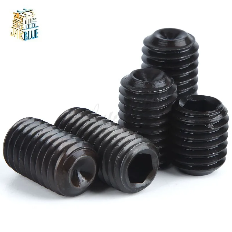 100pcs M4 M4 x 3mm Black Alloy Steel Grade12.9 High Tensile Cup Point Grub Hex Socket Set Screws DIN916 4mm