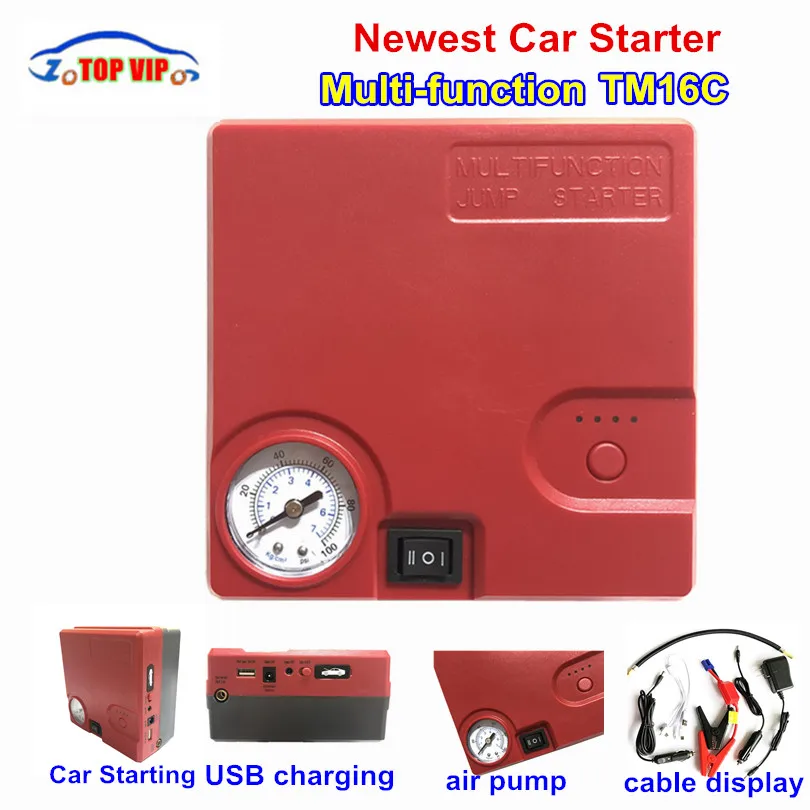 

TM16C New Bigger Portable 12V Car Battery Jump Starter Auto Jumper Engine Power Bank Starting Device Car Start Air Pump