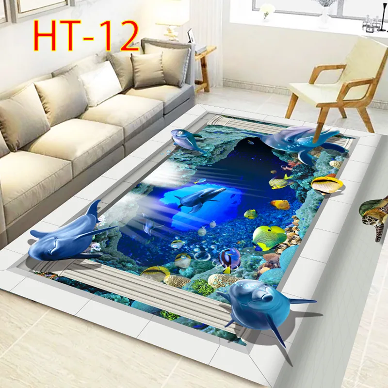 Blue Sea ocean Mediterranean Style 3D Carpets for Living Room Bedroom Area Rugs Coffee Table Sofa Bed Floor Mat Hallway Carpet - Цвет: HT12