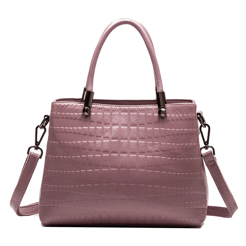 

Kajie Genuine Leather Women Handbag Vintage Female Messenger Bag Fashion Real Leather Shoulder Bag Ladies Grid Pattern Daily Bag