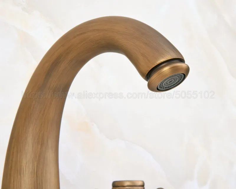 Bathroom double handle faucet Antique Brass faucet Basin sink Mixer Tap 3 hole two handle faucet zan077