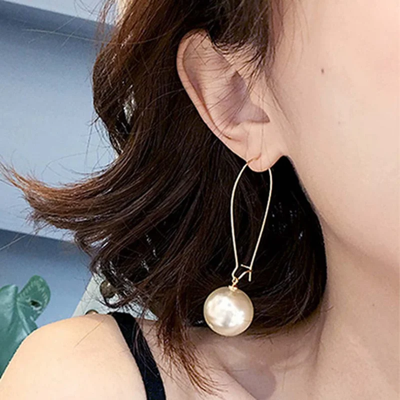 Buy Pearl pendant silk long hook earrings ladies