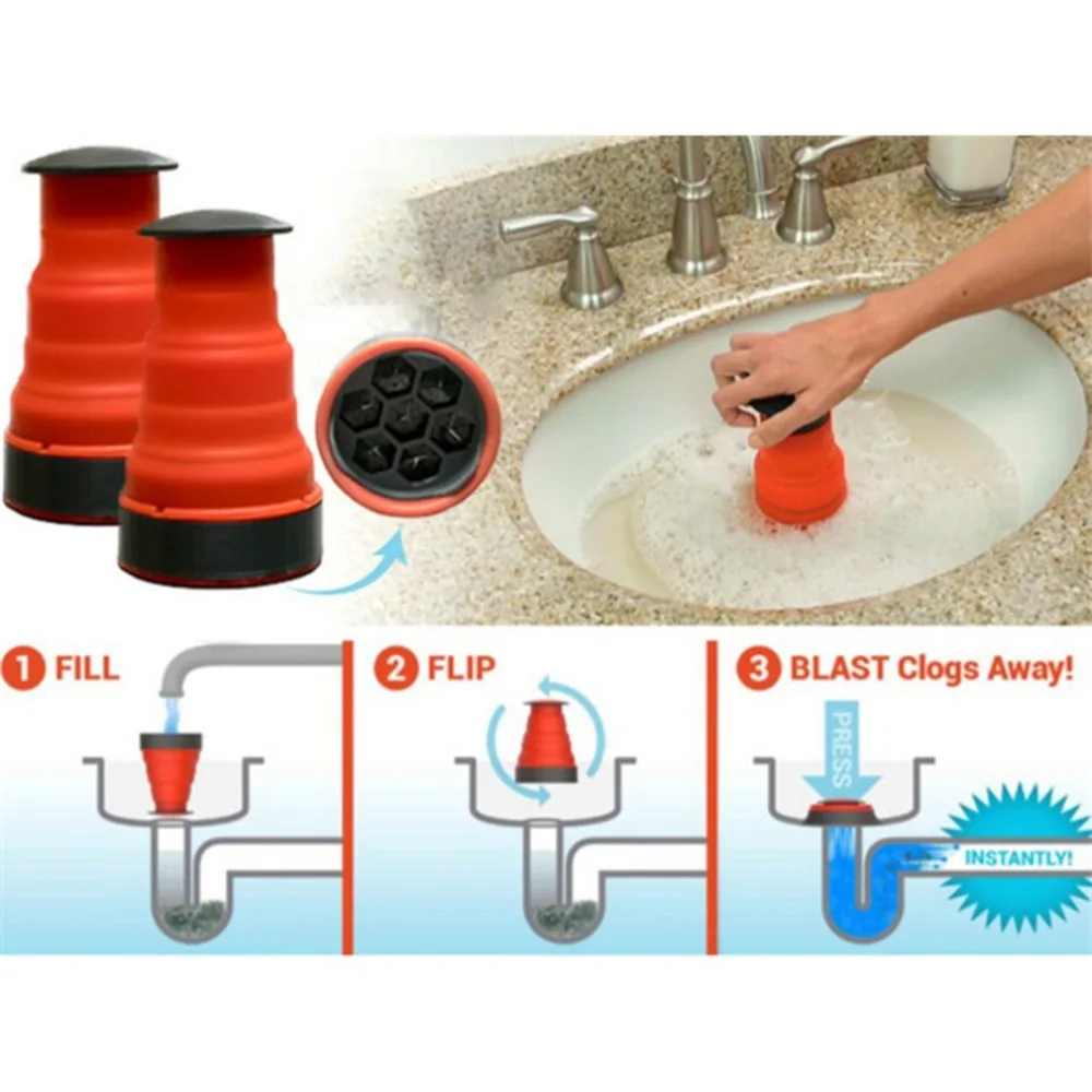 High Pressure Powerful Cannon Air Drain Blaster Bathtub Sink Drain