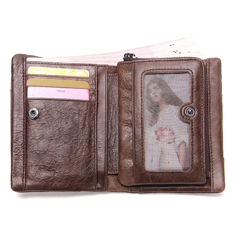 Koop CONTACT S Koeienhuid mannen Portefeuilles Ritsvak Lederen Korte Portemonnee Voor Man Creditcardhouder Mannelijke Broekzak portomonee