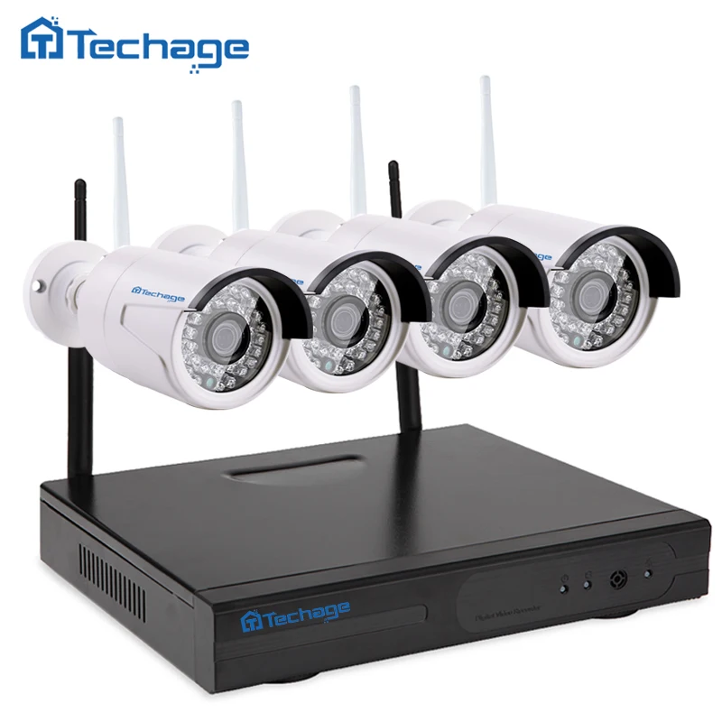 Techage 4CH 1080P Wireless NVR CCTV System Set P2P 4pcs WIFI IP Camera Outdoor 2.0MP Waterproof Security Video Surveillance Kit