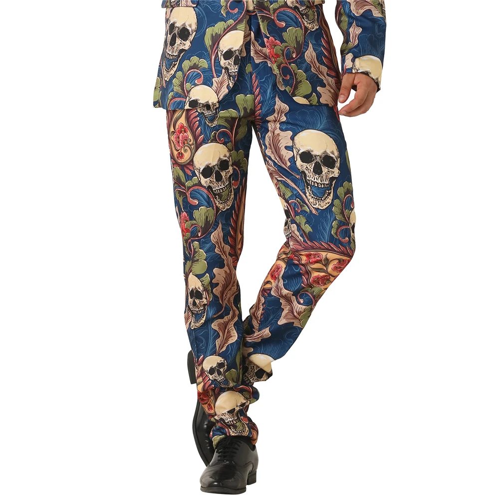 Eraspooky 3d принт страшный череп косплей мужской костюм на Хэллоуин Взрослый Готический Цветочный скелет костюм в винтажном стиле мужской карнавальный блейзер