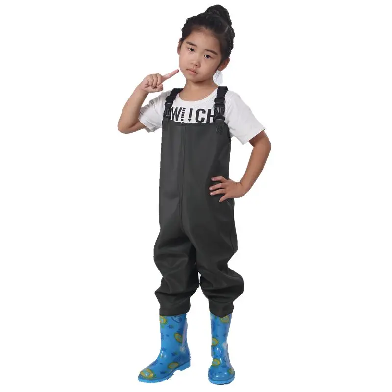 Детская водонепроницаемая одежда; Eu24-36 ботинки; пляжная обувь для мальчиков и девочек; непромокаемые брюки с вилкой; обувь на подтяжках; брюки с поясом - Цвет: girl suspender pants