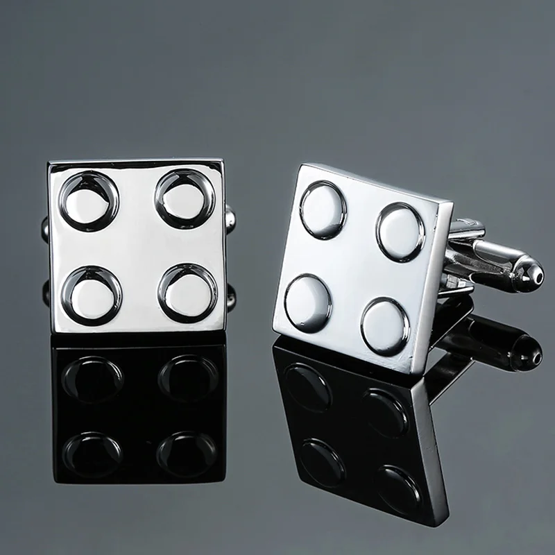 

DY New high-end brand Silvery square blocks Cufflinks fashion men French shirt Cufflinks free shipping
