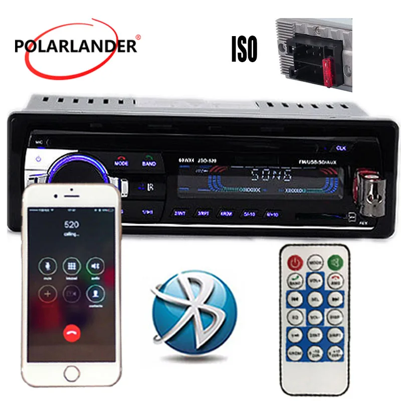 

MP3 Player Head Unit Car Stereo Radio microphone MP3/WMA/WAV player Multiple EQ FM/SD/USB/AUX 1 DIN 12V Bluetooth