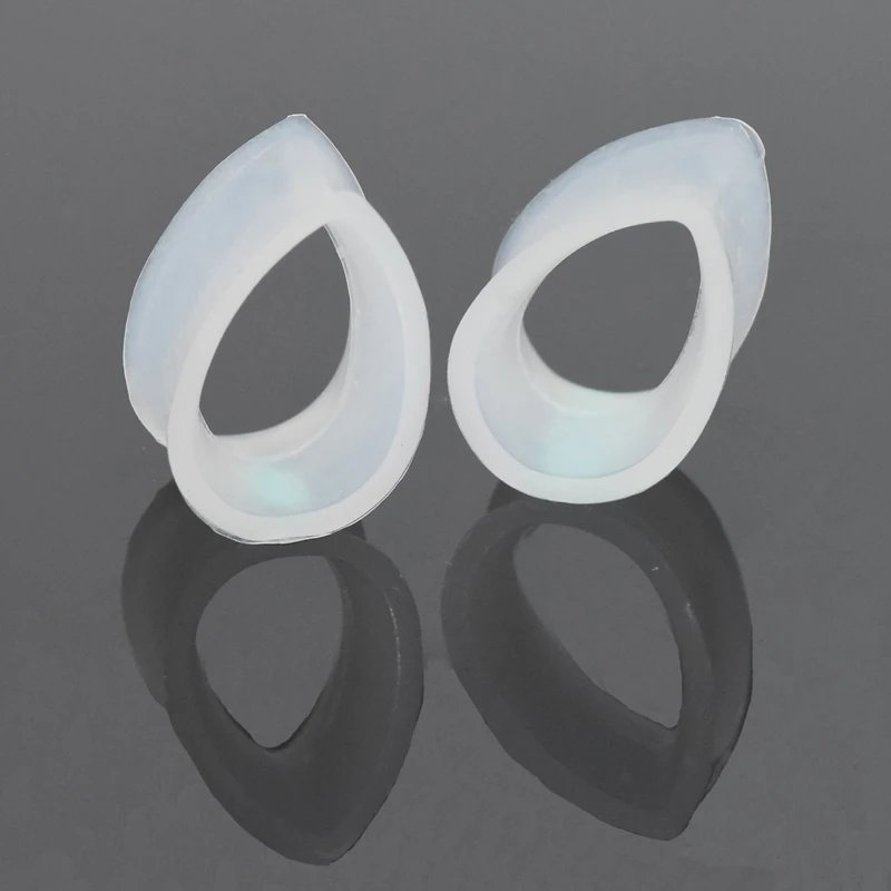 1 Pair Clear Tear Drop Silicone Flexible Ear Skin Tunnels Plugs
