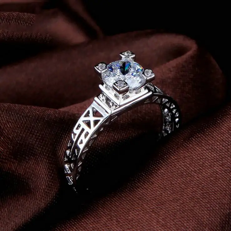Полые кольца для женщин прозрачный Циркон уникальные ювелирные изделия торговля скидка Mujer