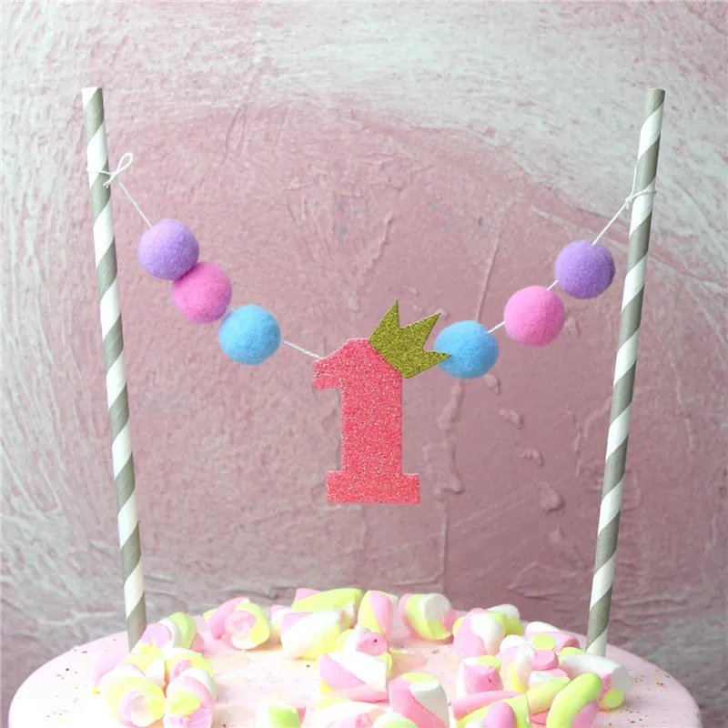 1 шт. сладкий один ребенок душ Дети День рождения подарок поставки год помпон торт Топпер День Рождения украшения торта