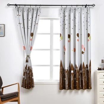 

Balloon Printed Curtains For Kitchen Mini Window Sheer Voile Kitchen Valance Tie Small Window Panels PC025B