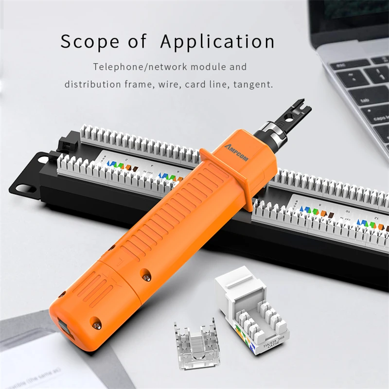 Punch Down Tool, AMPCOM 110 Type Network Cable Tool with Two Blades Telephone Impact Terminal Insertion Tools