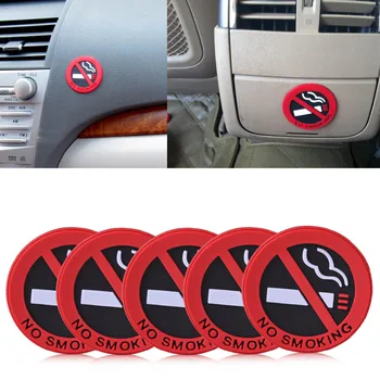 

beler 5pcs Rubber No Smoking Warning Sign Labels Decals Car Vehicle Truck Sticker For VW Audi Toyota Ford BMW Mercedes Benz