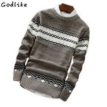 GODLIKE New 2017 Men’s Knitted Sweater Patterns Thick Pullover Sweaters Winter Casual Round Neck warm Sweater Man Pullovers