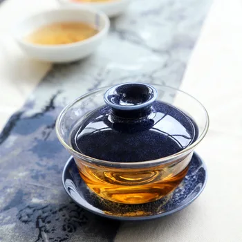 

Kung Fu Tea Set High Temperature Resistant Glass Tea Cup Gaiwan Glaze Ceramic Tea Cup Hand Painted Large Size S