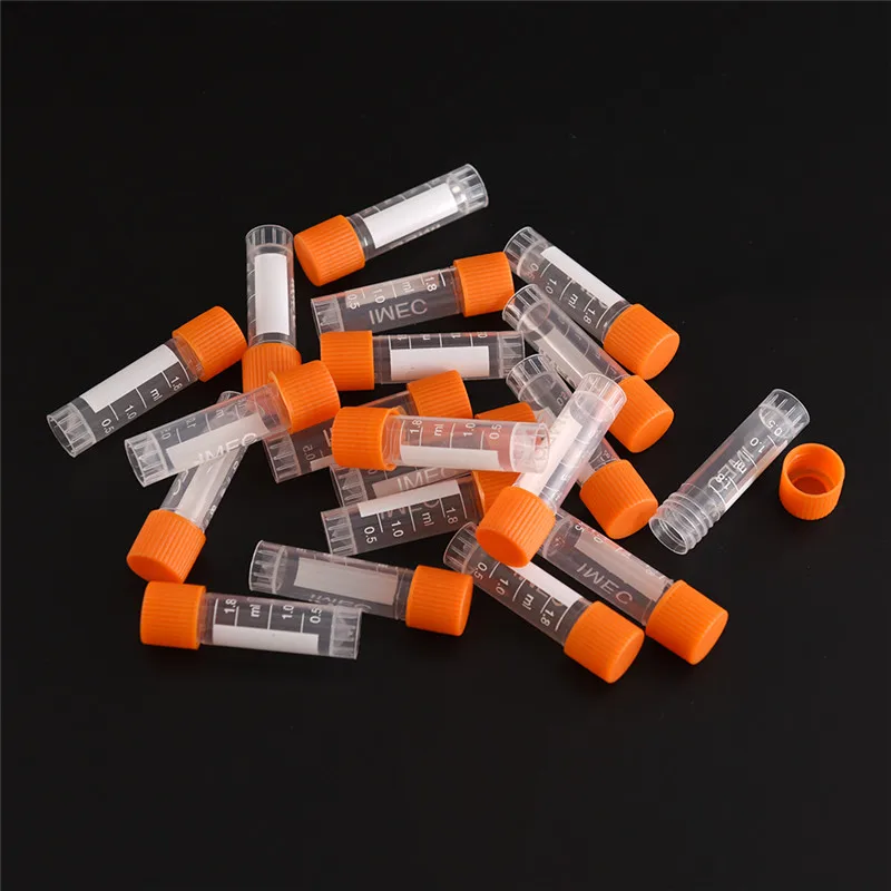 

20pcs PP Lab Analysis Freezing Tubes Graduation Centrifuge Tube Volume Vials Bottles With Screw Cap 1.8ml