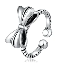 925 пробы серебро Винтаж кольца с бантом для Для женщин девочек гипоаллергенно Стерлинговое Серебро-ювелирные украшения для свадьбы Подарки A149