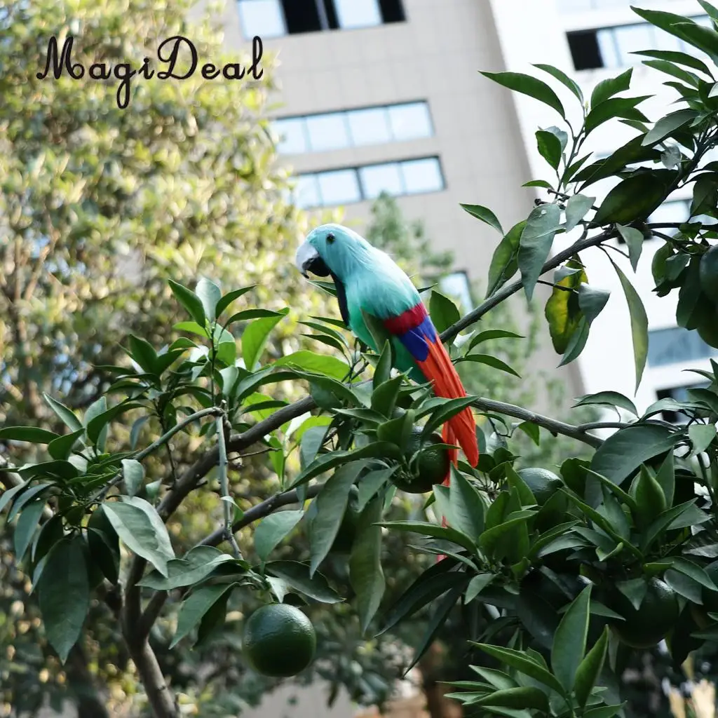 12'' / 30cm Decorative Feather Parrot Model Artificial Bird Statue Macaw Figurine Fancy Dress Props Garden Lwan Tree Decor