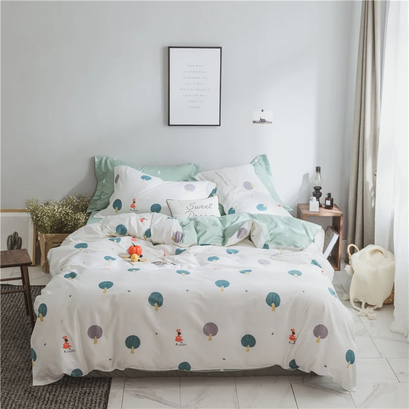 

100%Cotton Bedlinen Luxury bedclothes Twin Queen double size bedcover Mushroom duvet cover pillowcase bed sheet 4pcs bedding set