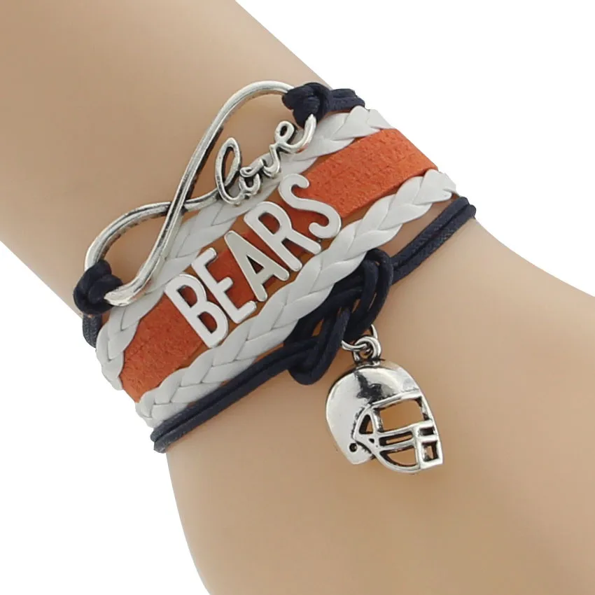 Бесконечная любовь Чикаго State футбол, медведи команда браслет темно синие оранжевый белый Настроить СПОРТ дружбы браслеты