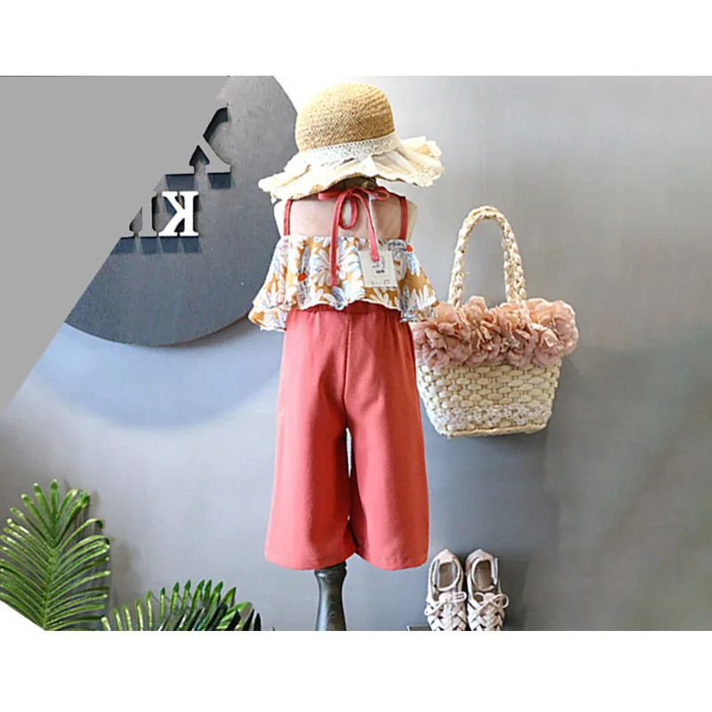 Summer Children's Clothing Girls 2019 Chiffon Ruffle Top+Pants Fashion Girls Clothes Set Teenage Girls Kids Clothing Summer Children's Clothing Girls 2019 Chiffon Ruffle Top+Pants Fashion Girls Clothes Set Teenage Girls Kids Clothing