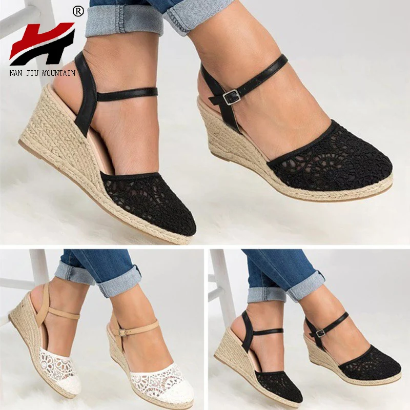 

NAN JIU MOUNTAIN 2019 Summer Women's Sandals Buckle High Heel Hollow Baotou Fashion Large Size 34-43