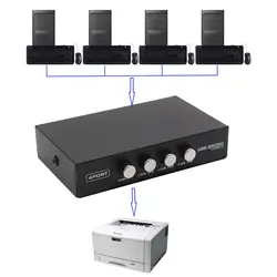 4 Порты USB2.0 обмена переключатель устройства переходник коробка для сканер компьютера принтер