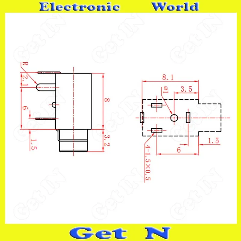 500pcs PJ 210 4DIP Pins 2 5mm Auido Headphone Female Connectors 2 5 Headphone Socket Black