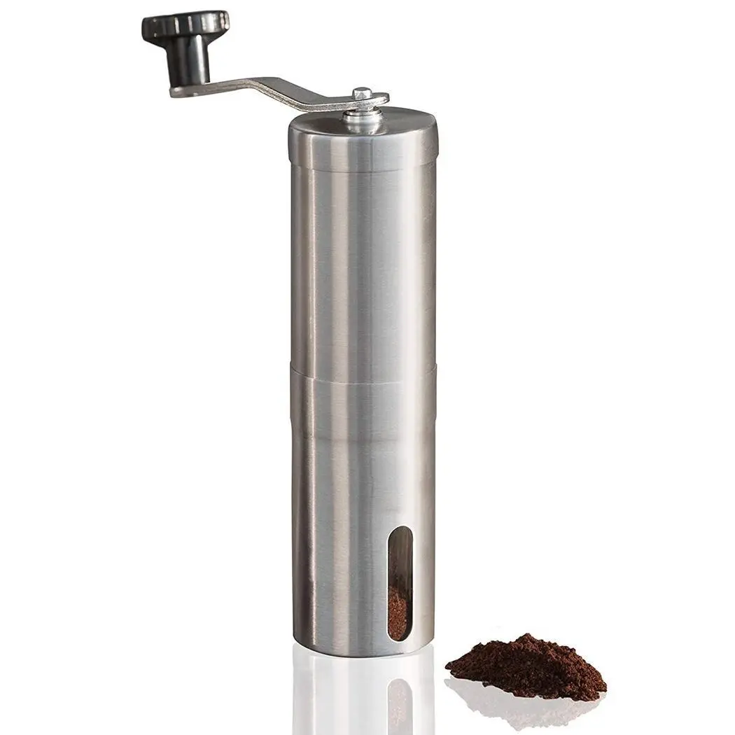 

Silver Coffee Grinder Mini Stainless Steel Hand Manual Handmade Coffee Bean Burr Grinders Mill Kitchen Tool Crocus Grinders 2019