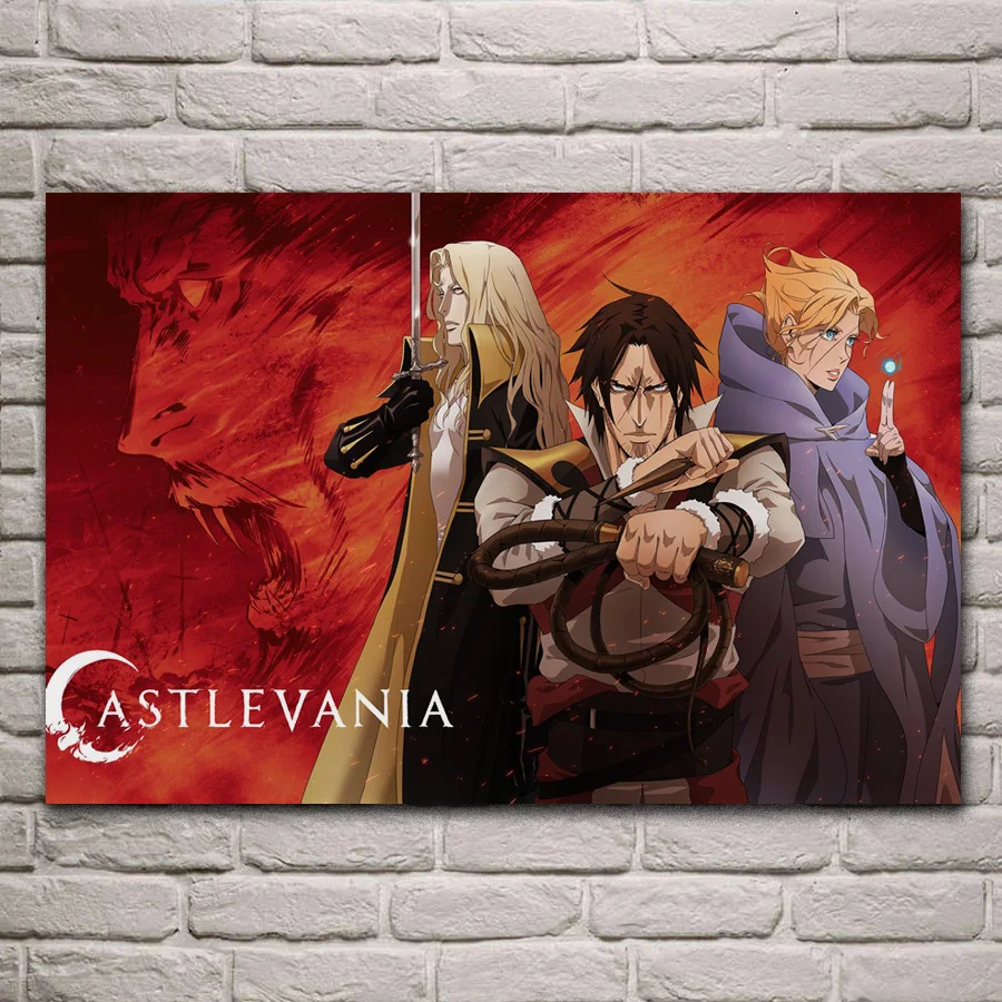 

castlevania netflix anime fan art KC505 living room home wall art decor wood frame fabric posters