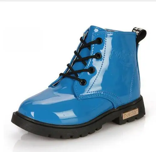 Детские ботинки на осень-зиму ботинки «мартенс» Обувь для детей Для мальчиков и обувь для девочек; 1-Дети 12 лет XZ05 - Цвет: Blue