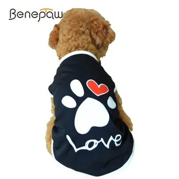 

Benepaw Paw Print Small Medium Dog Clothes Chihuahua Soft Comfortable Cotton Pet Vest Clothing For Dogs Puppy Black/White