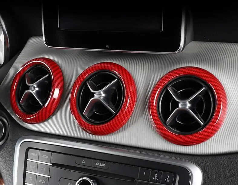 5pcs Red Car Interior Accessories Air Condition Outlet Trim for