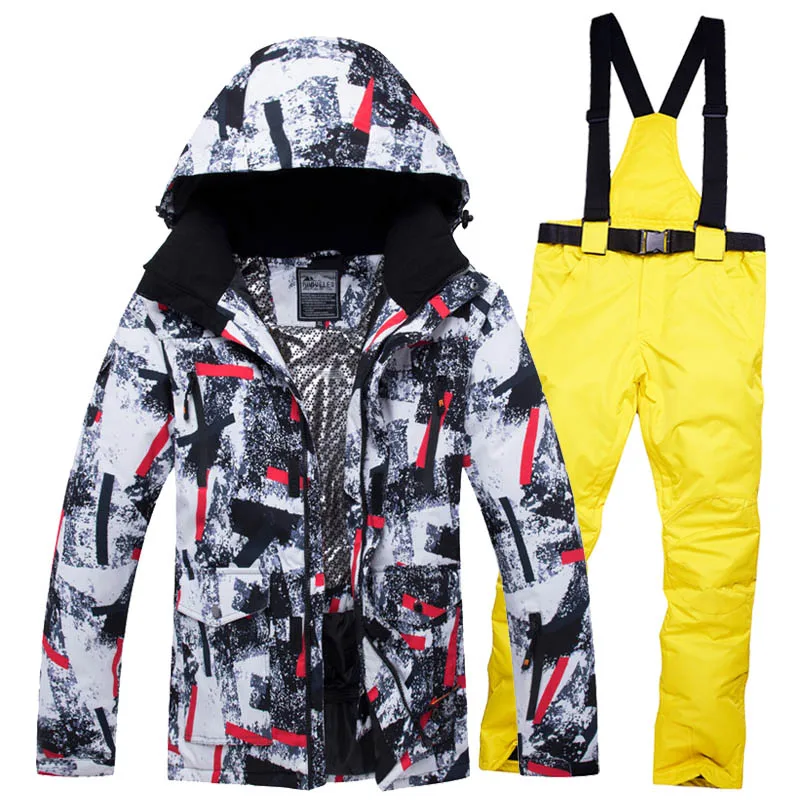 2019RIVIYELE супер теплый мужской лыжный костюм Водонепроницаемая дышащая ветрозащитная Спортивная одежда для катания на лыжах и сноуборде куртка+ штаны