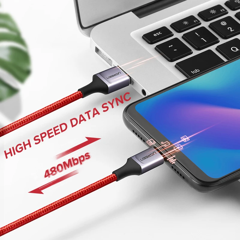 Кабель Ugreen USB Type C для Samsung Galaxy S10 S9 мобильный телефон кабель быстрой зарядки и
