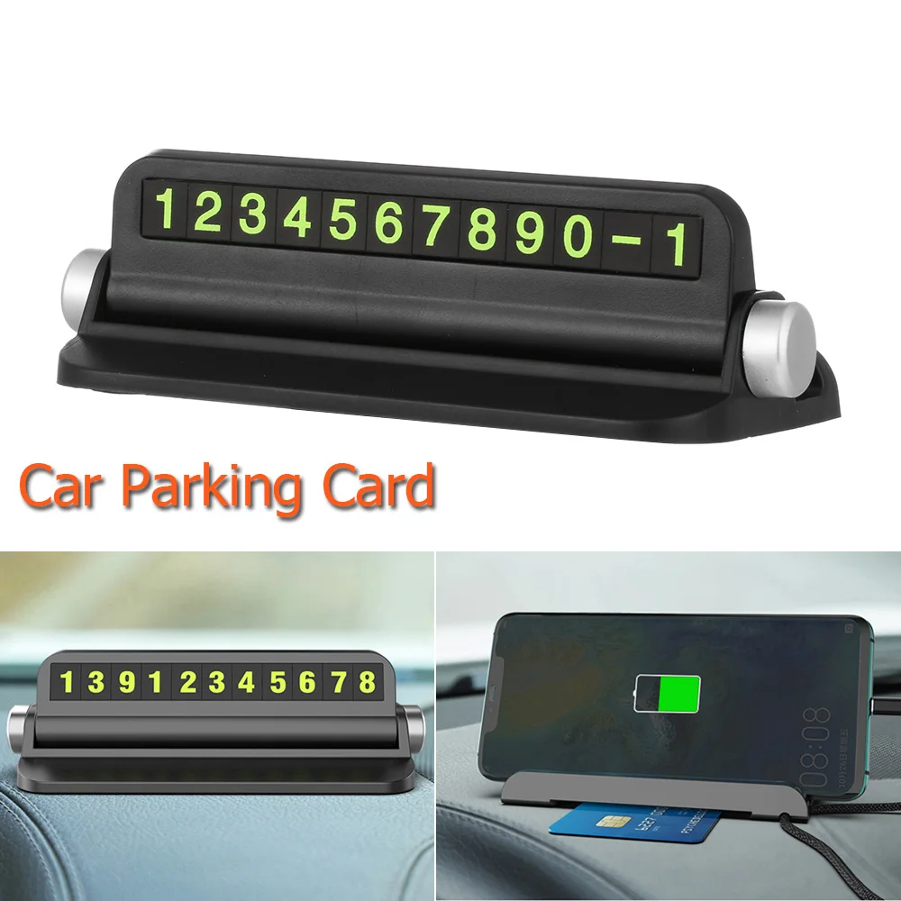 

Mobile Phone Holder Car Park Stop Temporary Parking Phone Number Card Plate Hidden Telephone Card Luminous Car Stickers