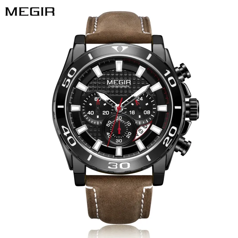 Reloj Hombre 2019 MEGIR мужские часы Хронограф Спортивные s лучший бренд класса люкс