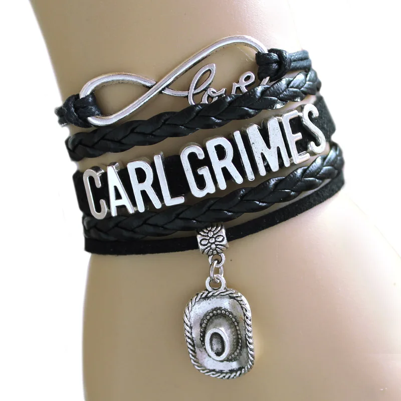 

NEW RAAIVED Infinity Bracelet Love CARL grimes cowboy hat DARYL DIXONC rossbow Bracelet Walking Dead Bracelet Custom