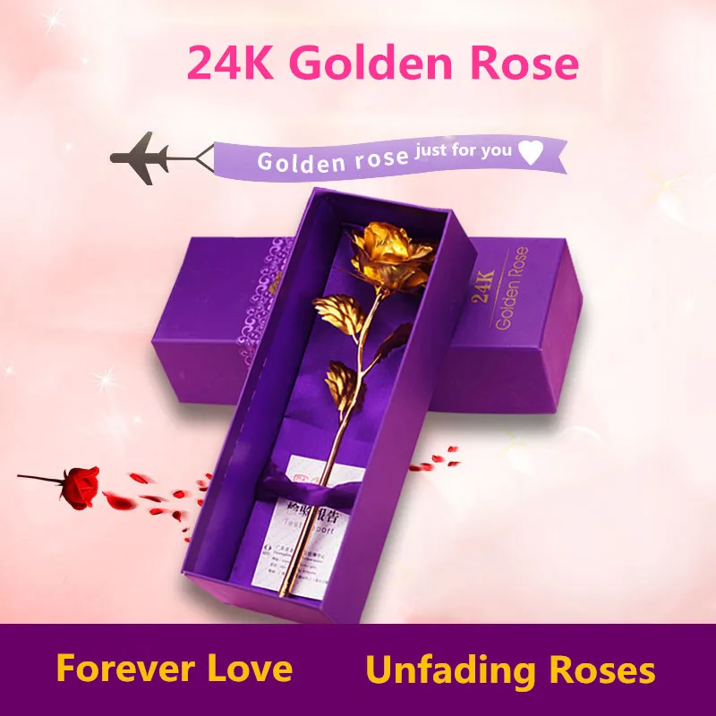 24K Gold Plated Rose Flowers Eternal Love Unfading Rose as