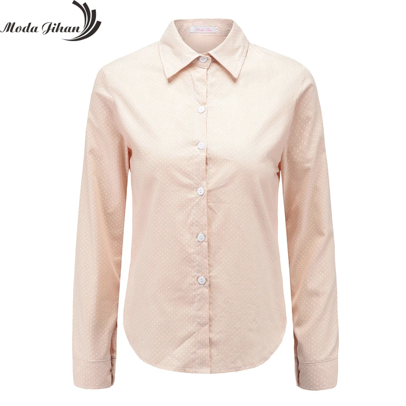 Moda Jihan новые женские блузки в горошек 100% хлопок блузка с длинным рукавом Женщины рубашки с отложным воротником повседневные Мягкие топы жен... Moda Jihan новые женские блузки в горошек 100% хлопок блузка с длинным рукавом Женщины рубашки с отложным воротником повседневные Мягкие топы жен...