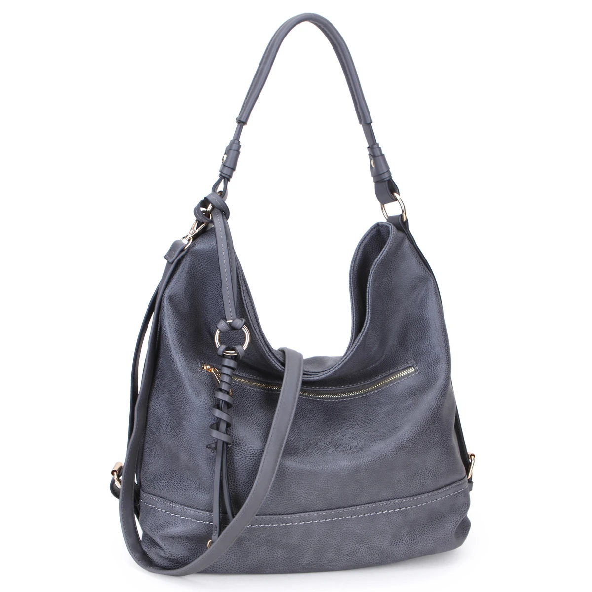 DASEIN Ultra Lightweight Stylish Casual Soft Water Wash Faux Leather Hobo Bag/Shoulder Bag with Twisted/Braided wave strand deco (4)