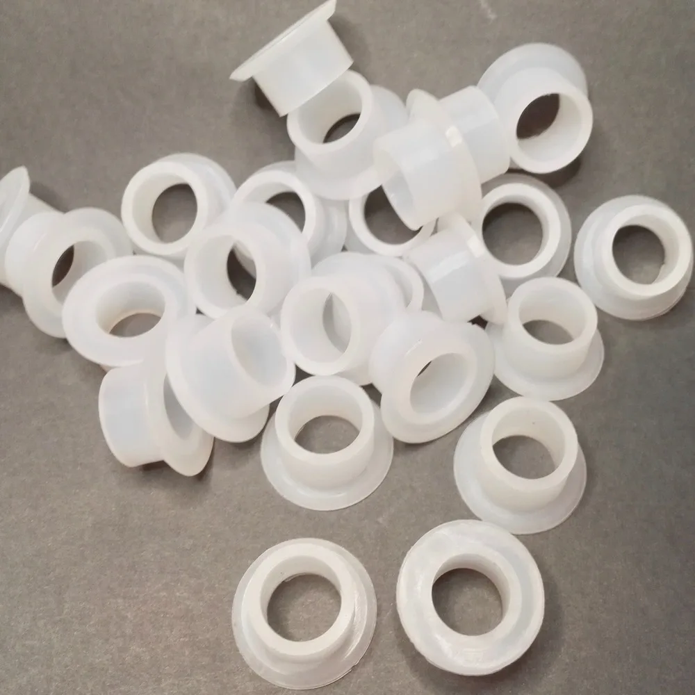 Silicone Shoulder Washer Sealing Flange Gaskets Spacer OD24mm ID 13mm 2mm Thick 11mm Height Bevelled Edge 24x13mm Gray White