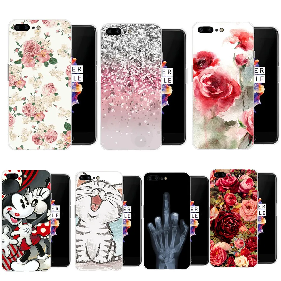 Case for Oneplus 6 360 Full Protection Flower Leaves Thin Phone Bags oneplus6 5 5t Cover Coque Fundas |
